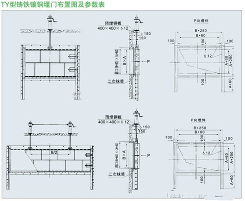 TY型堰門結(jié)構(gòu)尺寸布置圖