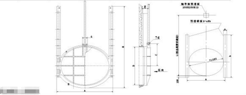 AYZ-200mm到AYZ-1200mm暗桿式鑄鐵鑲銅圓閘門安裝布置結構圖