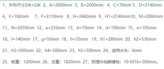 2米×2米鑄鐵閘門生產廠家安裝布置尺寸參數