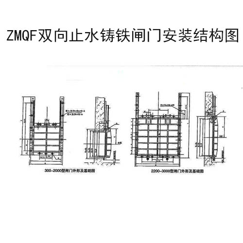 ZMQF雙向止水鑄鐵閘門安裝結構圖