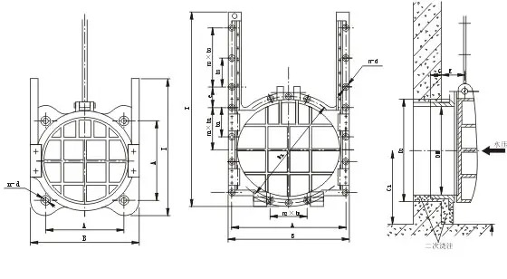 單向止水鑄鐵閘門結構圖