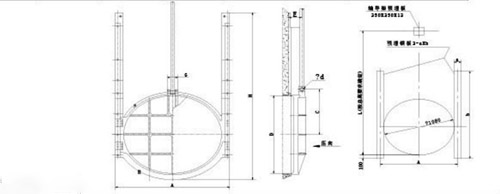 AYZ型dn300暗桿式鑄鐵圓閘門外形安裝技術尺寸參數