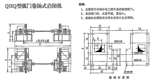 QHQ二支點弧門卷揚式啟閉機結構圖