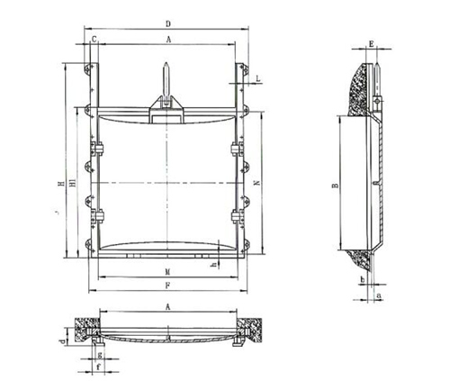 江蘇排水灌溉1500*2000鑄鐵閘門結構組件及尺寸參數