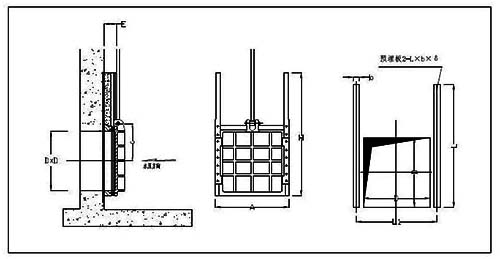 MXF型明桿式鑄鐵鑲銅方閘門安裝結構圖