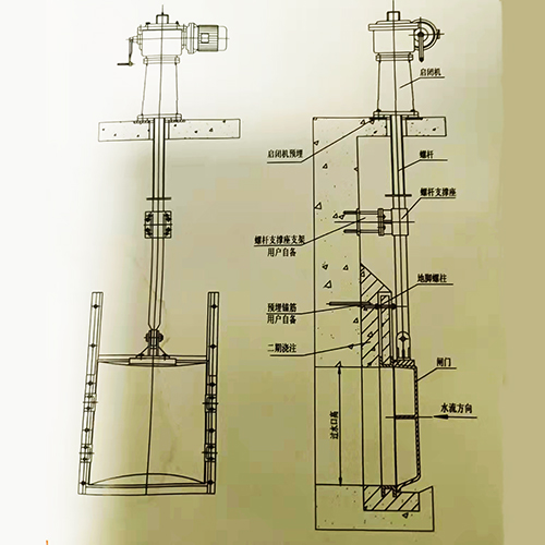 復(fù)合鑄鐵閘門安裝結(jié)構(gòu)圖