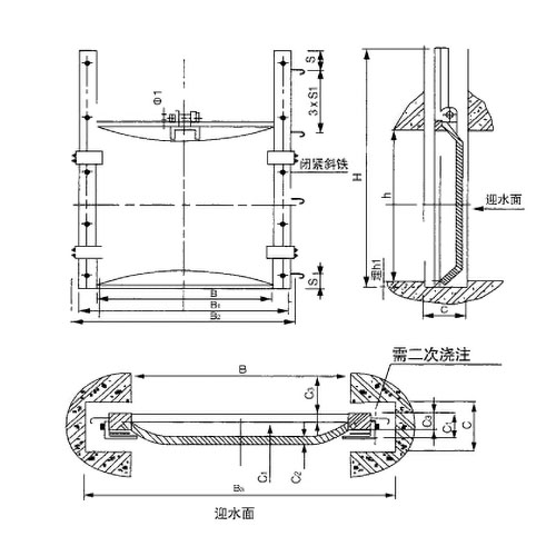 0.8*0.8PGZ鑄鐵閘門安裝結構圖