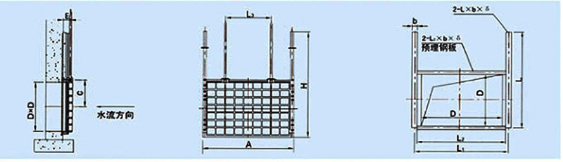 AFZ暗桿式鑄鐵方閘門安裝尺寸圖2600-5000mm