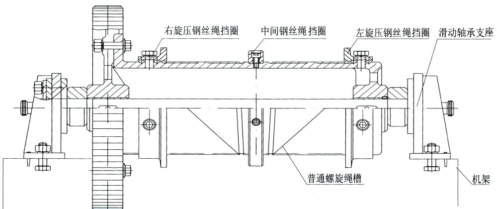 QPG系列高揚(yáng)程卷?yè)P(yáng)式啟閉機(jī)結(jié)構(gòu)示意圖(擋圈式)